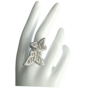 CZ Filigree Cocktail Ring Butterfly Design Sterling Silver size 9 🆕